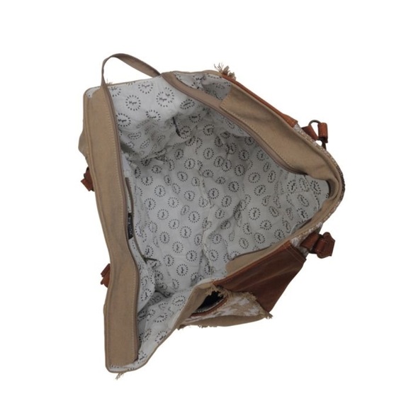 🍂New Tribal Myra Bag Cowhide Canvas Rug Leather Weekender Travel XL Tote Western - Picture 2 of 6